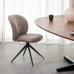 LABEL51 Draaibare Eetkamerstoel Kimo Micro Suede, kleur* Draaibare Eetkamerstoelen|Eetkamerstoelen Zonder Armleuning