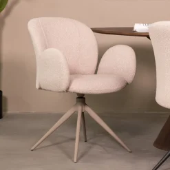LABEL51 Draaibare Eetkamerstoel Kimball Bouclé* Eetkamerstoelen Bouclé / Teddy|Draaibare Eetkamerstoelen
