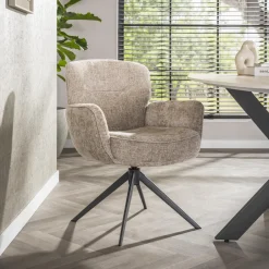 LifestyleFurn Draaibare Eetkamerstoel Laisa Chenille* Chenille Eetkamerstoelen|Draaibare Eetkamerstoelen