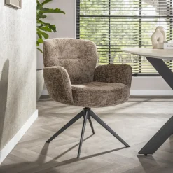 LifestyleFurn Draaibare Eetkamerstoel Laisa Chenille* Chenille Eetkamerstoelen|Draaibare Eetkamerstoelen