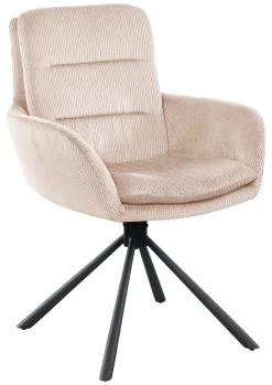 Artistiq Living Draaibare Eetkamerstoel Lashon Rib* Beige Eetkamerstoelen|Draaibare Eetkamerstoelen