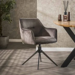 LifestyleFurn Draaibare Eetkamerstoel Lavonne Velvet* Eetkamerstoelen Velvet / Fluweel|Beige Eetkamerstoelen