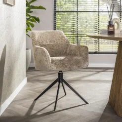 LifestyleFurn Draaibare Eetkamerstoel Lavonne Alura stof, kleur* Beige Eetkamerstoelen|Draaibare Eetkamerstoelen