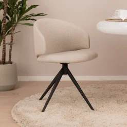Sohome Draaibare Eetkamerstoel Layla kleur* Beige Eetkamerstoelen|Draaibare Eetkamerstoelen