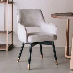 Tower Living Draaibare Eetkamerstoel Lenno Velvet* Eetkamerstoelen Velvet / Fluweel|Beige Eetkamerstoelen