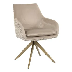 Richmond Interiors Draaibare Eetkamerstoel Lisonne Velvet en stof, kleur /Naturel* Beige Eetkamerstoelen|Draaibare Eetkamerstoelen