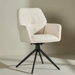 Nohr Draaibare Eetkamerstoel Montie Bouclé, kleur* Eetkamerstoelen Bouclé / Teddy|Draaibare Eetkamerstoelen