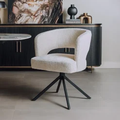 Tower Living Draaibare Eetkamerstoel Mura Chenille* Chenille Eetkamerstoelen|Eetkamerstoelen Met Armleuning