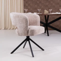 Tower Living Draaibare Eetkamerstoel Mura Chenille* Chenille Eetkamerstoelen|Eetkamerstoelen Met Armleuning