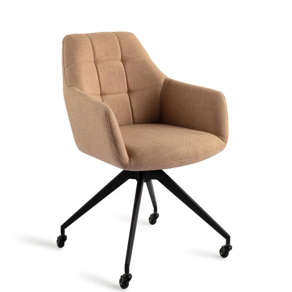 Jesper Home Draaibare Eetkamerstoel Noto Caster Black* Beige Eetkamerstoelen|Draaibare Eetkamerstoelen