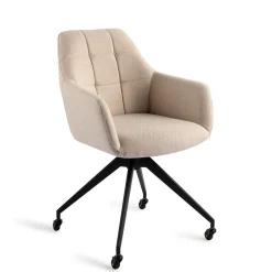 Jesper Home Draaibare Eetkamerstoel Noto Caster Black* Beige Eetkamerstoelen|Draaibare Eetkamerstoelen