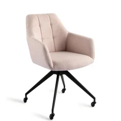 Jesper Home Draaibare Eetkamerstoel Noto Caster Black* Beige Eetkamerstoelen|Draaibare Eetkamerstoelen