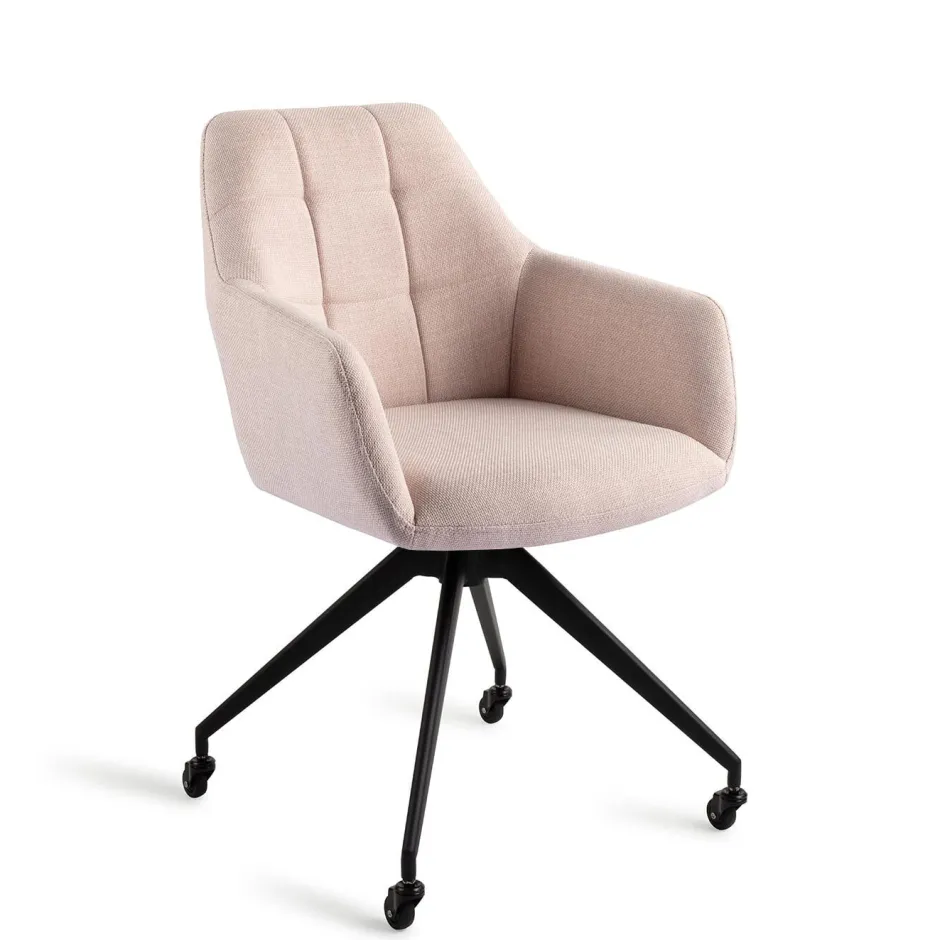 Jesper Home Draaibare Eetkamerstoel Noto Caster Black* Beige Eetkamerstoelen|Draaibare Eetkamerstoelen