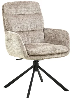 Bendt Draaibare Eetkamerstoel Pamla Chenille* Chenille Eetkamerstoelen|Beige Eetkamerstoelen