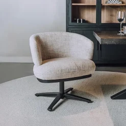 Tower Living Draaibare Eetkamerstoel Perca Lounge* Beige Eetkamerstoelen|Draaibare Eetkamerstoelen