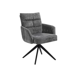 Tower Living Draaibare Eetkamerstoel Rosora Met armleuning, Chenille* Chenille Eetkamerstoelen|Draaibare Eetkamerstoelen