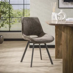 LifestyleFurn Draaibare Eetkamerstoel Tamaine Chenille* Chenille Eetkamerstoelen|Beige Eetkamerstoelen