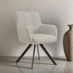 Livingfurn Draaibare Eetkamerstoel Tori* Beige Eetkamerstoelen|Draaibare Eetkamerstoelen