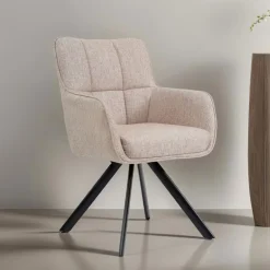 Livingfurn Draaibare Eetkamerstoel Tori* Beige Eetkamerstoelen|Draaibare Eetkamerstoelen