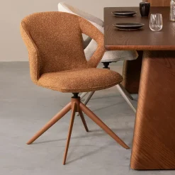 LABEL51 Draaibare Eetkamerstoel Zurich Bouclé* Eetkamerstoelen Bouclé / Teddy|Draaibare Eetkamerstoelen