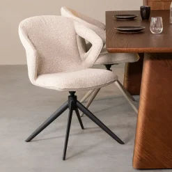 LABEL51 Draaibare Eetkamerstoel Zurich Bouclé* Eetkamerstoelen Bouclé / Teddy|Draaibare Eetkamerstoelen