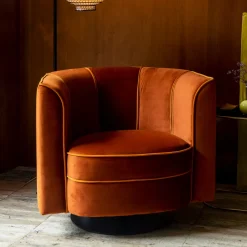 Dutchbone Draaibare Fauteuil Flower* Fauteuil Stof / Textiel|Fauteuil Velvet / Fluweel