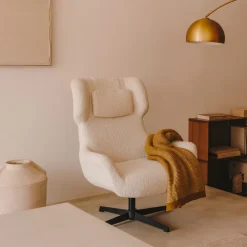 Kave Home Draaibare Fauteuil Zalina Bouclé* Fauteuil Bouclé / Teddy|Fauteuil Stof / Textiel