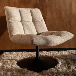 Dutchbone Draaifauteuil Bar Bouclé* Fauteuil Stof / Textiel|Fauteuil Bouclé / Teddy