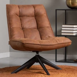 WOOOD Draaifauteuil Jouke Lederlook* Fauteuil Leer / Kunstleer
