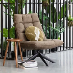 WOOOD Draaifauteuil Jouke Lederlook* Fauteuil Leer / Kunstleer