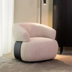 LABEL51 Draaifauteuil Valenza Bouclé en Eiken* Fauteuil Stof / Textiel|Fauteuil Bouclé / Teddy