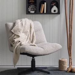 WOOOD Draaifauteuil Vinny Bouclé* Fauteuil Stof / Textiel|Fauteuil Bouclé / Teddy