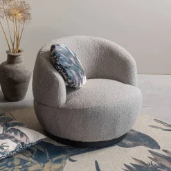 WOOOD Draaifauteuil Woolly Bouclé* Fauteuil Stof / Textiel|Fauteuil Bouclé / Teddy