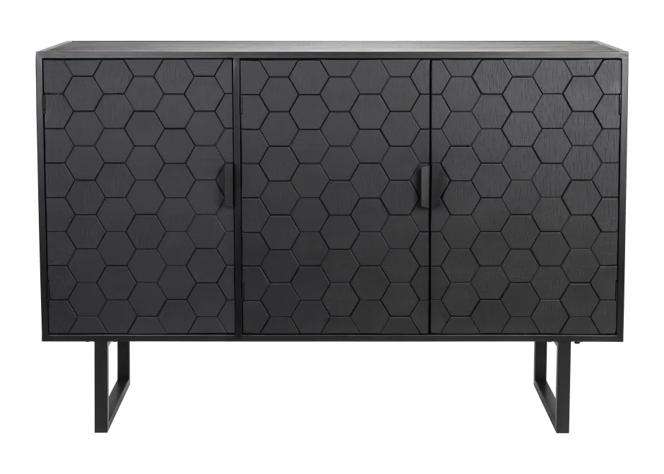ZILT Dressoir Derrius Dennenhout, 135cm, kleu zwart* Dressoirs