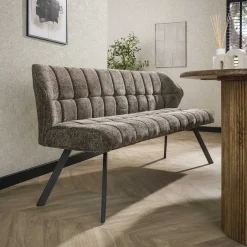 LifestyleFurn Eetkamerbank Thandie Hoven stof en zwart staal, 180cm* Eetkamerbanken
