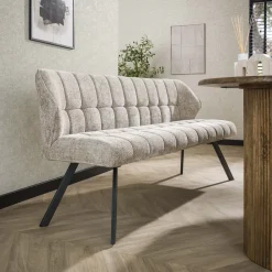 LifestyleFurn Eetkamerbank Thandie Hoven stof en zwart staal, 180cm* Eetkamerbanken