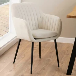 Bendt Eetkamerstoel Albin Stof, kleur* Beige Eetkamerstoelen|Eetkamerstoelen Met Armleuning