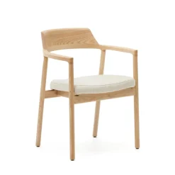 Kave Home Eetkamerstoel Alocs Eikenhout en chenille* Chenille Eetkamerstoelen|Eetkamerstoelen Met Armleuning