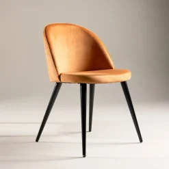 Nohr Eetkamerstoel Amon Velvet met zwarte poot* Eetkamerstoelen Velvet / Fluweel|Beige Eetkamerstoelen