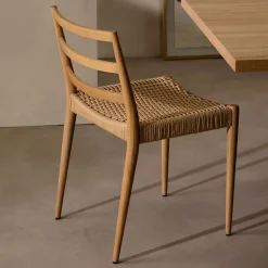 Kave Home Eetkamerstoel Analy Eikenhout en touw* Eetkamerstoelen Zonder Armleuning