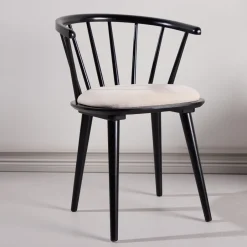 Nohr Eetkamerstoel Araseli Rubberhout en stof* Beige Eetkamerstoelen|Eetkamerstoelen Zonder Armleuning