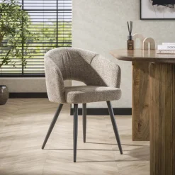 LifestyleFurn Eetkamerstoel Arnie Renegade stof* Beige Eetkamerstoelen|Eetkamerstoelen Met Armleuning