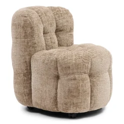 Rivièra Maison Eetkamerstoel Arosa Op wielen, Chenille* Chenille Eetkamerstoelen|Beige Eetkamerstoelen