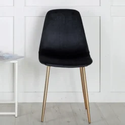 Nohr Eetkamerstoel Austina Velvet, Met messing onderstel* Eetkamerstoelen Velvet / Fluweel|Eetkamerstoelen Zonder Armleuning