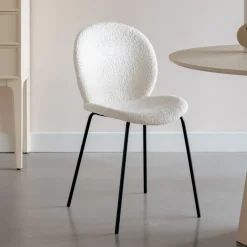 Zuiver Eetkamerstoel Bonnet Teddy* Beige Eetkamerstoelen|Eetkamerstoelen Bouclé / Teddy