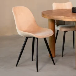 LABEL51 Eetkamerstoel Capri Velvet* Eetkamerstoelen Velvet / Fluweel|Beige Eetkamerstoelen