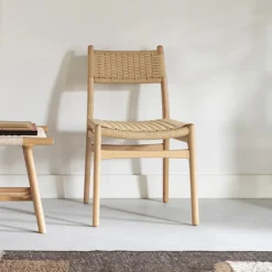 Dutchbone Eetkamerstoel Cecile Gevlochten touw, kleur* Eetkamerstoelen Zonder Armleuning