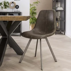 LifestyleFurn Eetkamerstoel Celia Vintage PU-leder* Eetkamerstoelen Met Leer Of Kunstleer|Eetkamerstoelen Zonder Armleuning