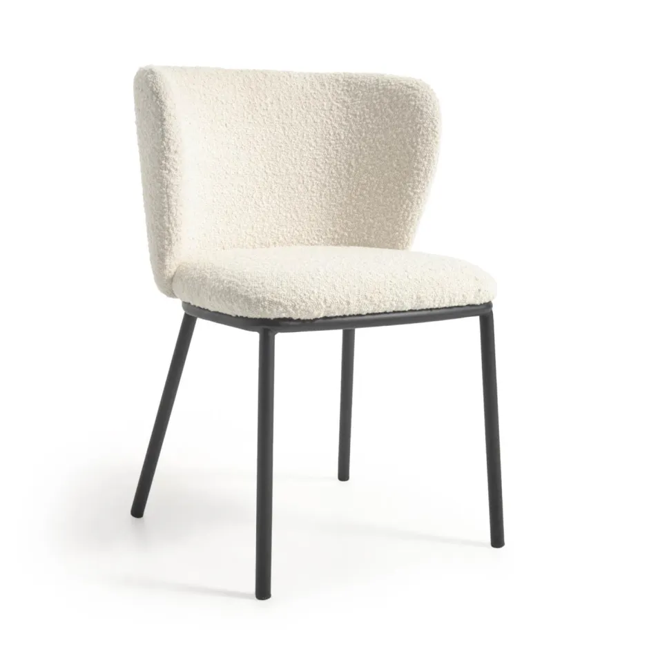 Kave Home Eetkamerstoel Ciselia Bouclé* Eetkamerstoelen Bouclé / Teddy|Eetkamerstoelen Zonder Armleuning
