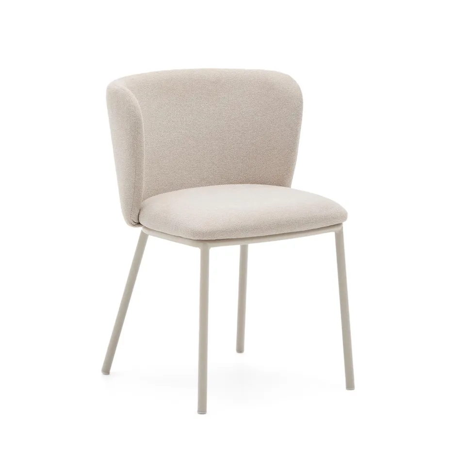 Kave Home Eetkamerstoel Ciselia Chenille* Chenille Eetkamerstoelen|Beige Eetkamerstoelen
